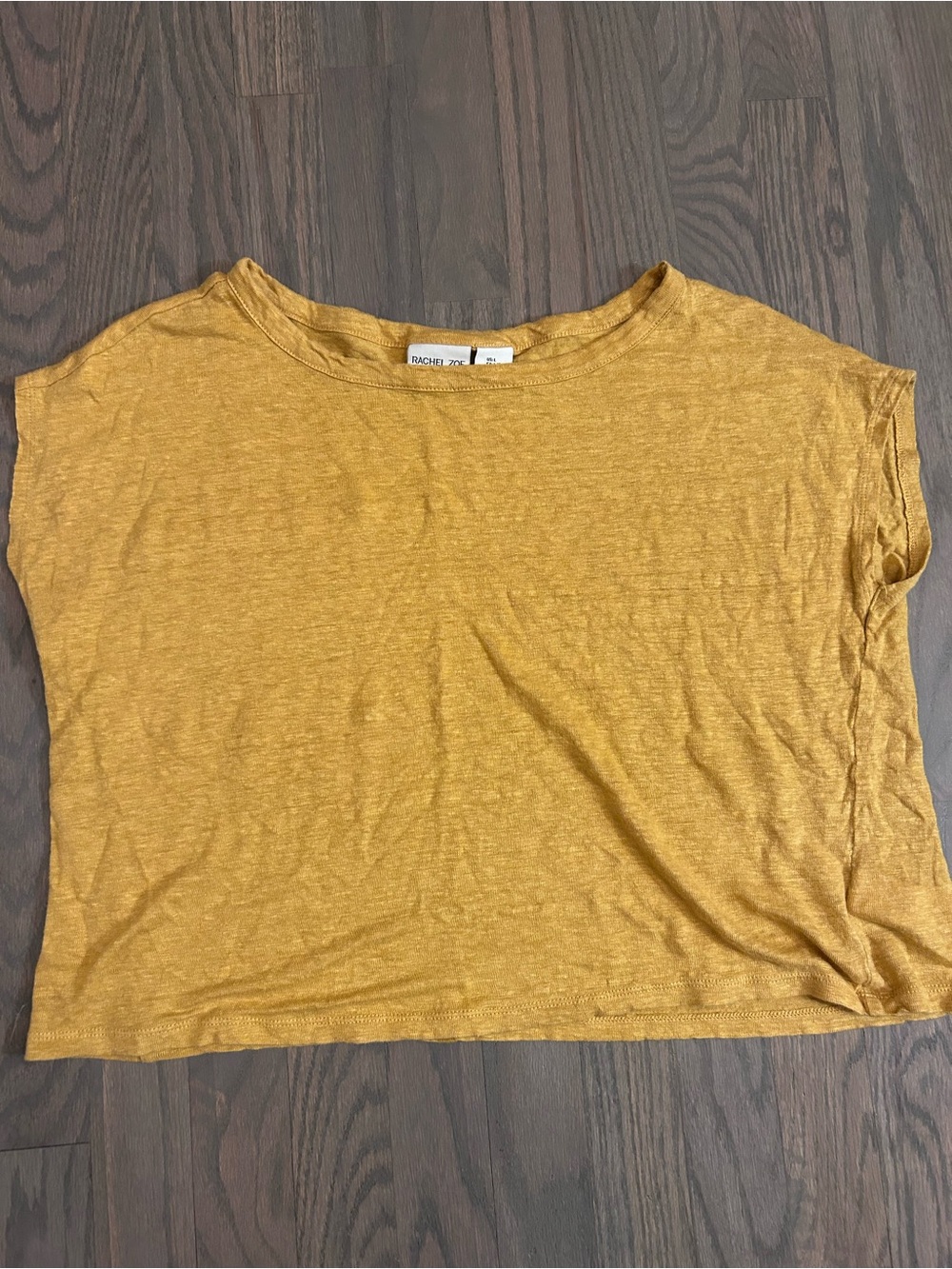 Rachel Zoe Golden Mustard Short Sleeve 100% linen Tee